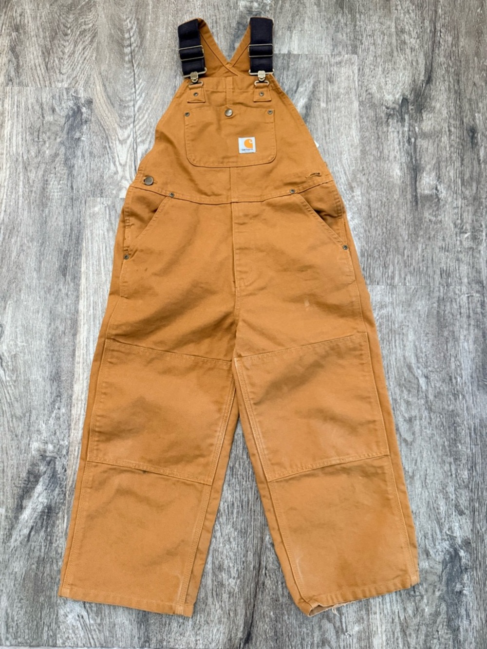 Carhartt Overalls Bib Youth Boys Sz 8  Brown Duck Canvas Double Knee Workwear